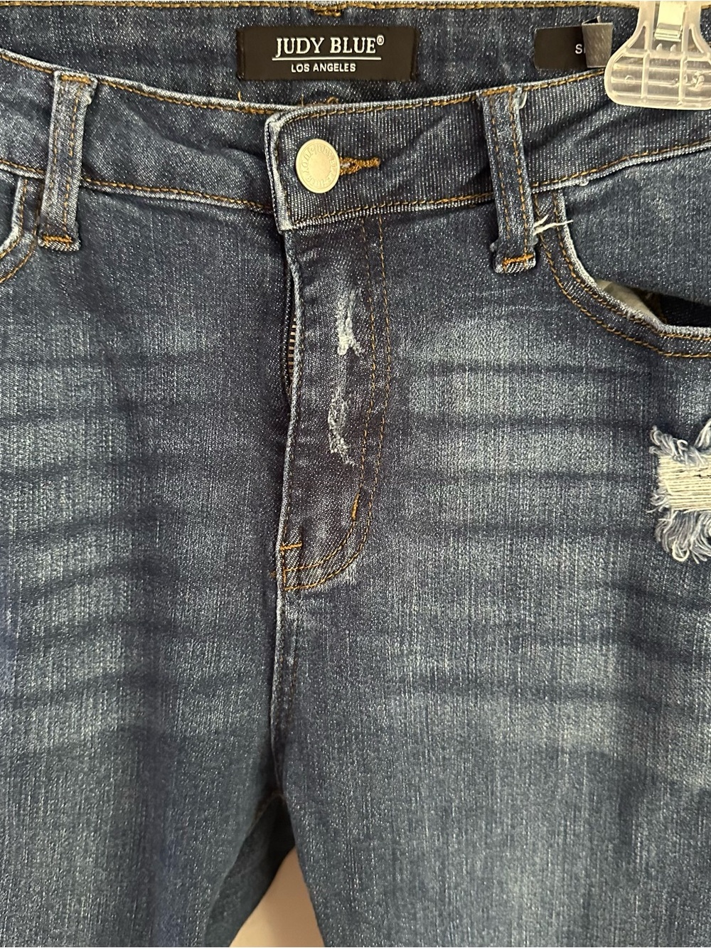 Judy blue size 11/30 distressed skinny fit jeans 12 dark wash - Picture 3 of 7